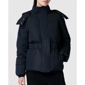 Sweaty Betty Formation Duck Down Hooded Puffer Jacket in French Navy Blue M/8